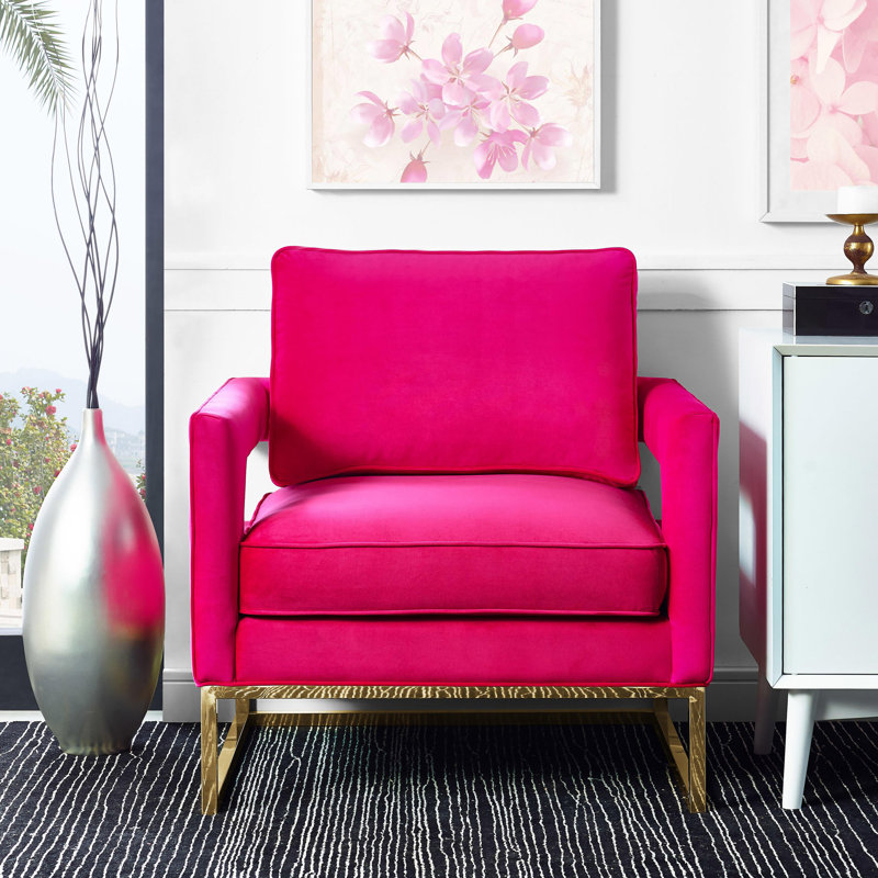Fauteuil en velours l 33,5 po Isabel, Rose