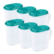 BPA Free, 2 Quart 1.9 L (Half Gallon) Round Snap Tight Pivot Top Spout &  Tab Clear Base Plastic Pitcher With Lid & Measurements-Dishwasher Safe,64  oz.