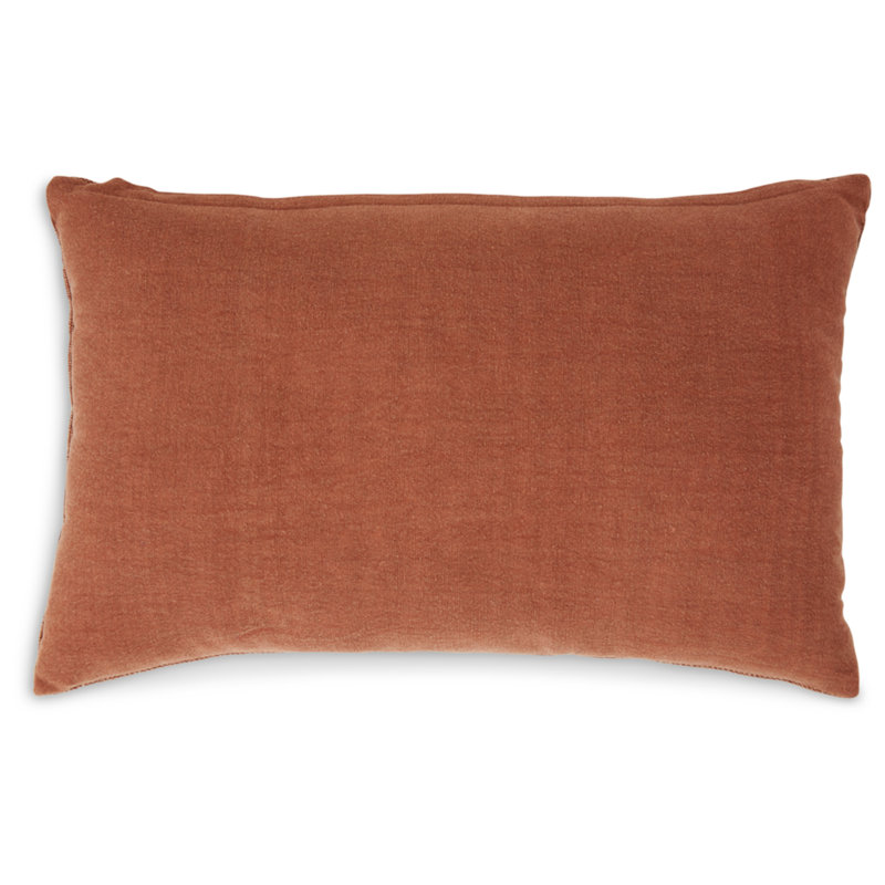 Navy Blue Stonewashed Cotton Lumbar Pillow with Insert
