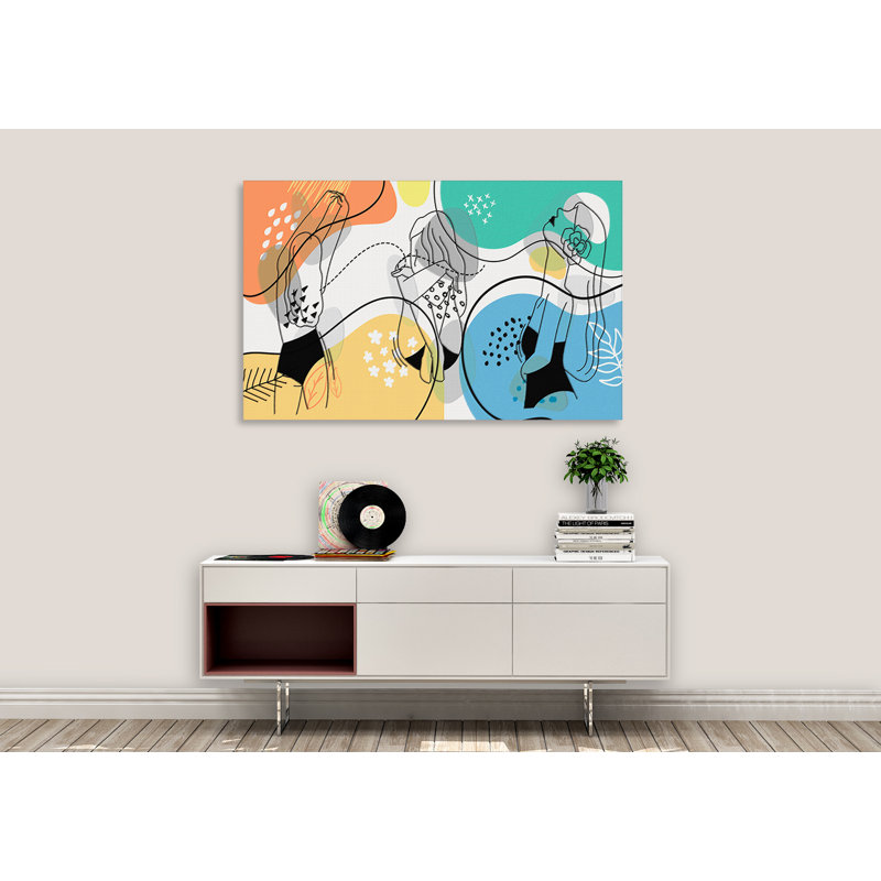 " Boho Ladies 408 " Painting Print, 12" H x 18" W x 1.5" D