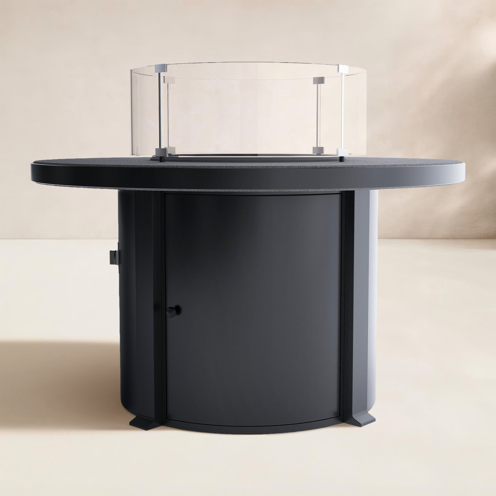Townsend Round Fire Pit Table, Dark Gray