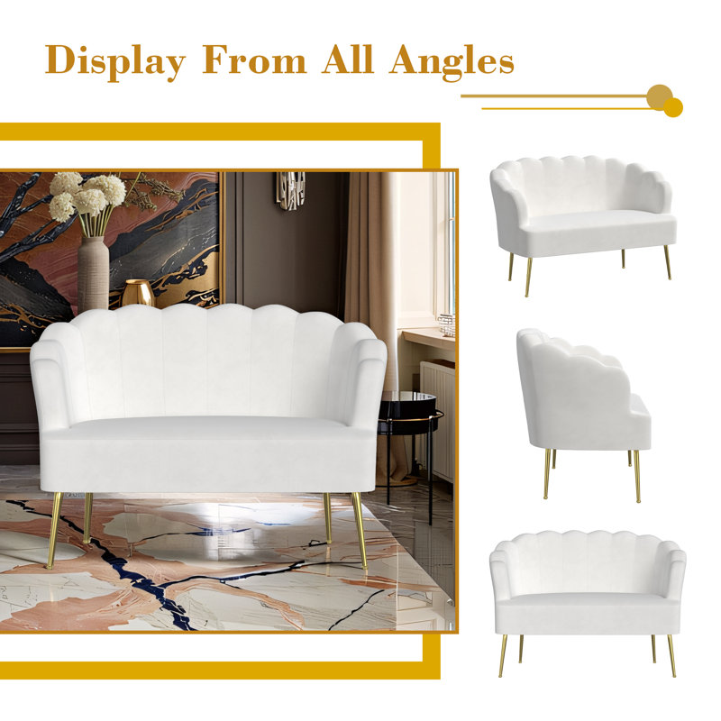High-end Velvet 2-Seater Loveseat Couch, Beige
