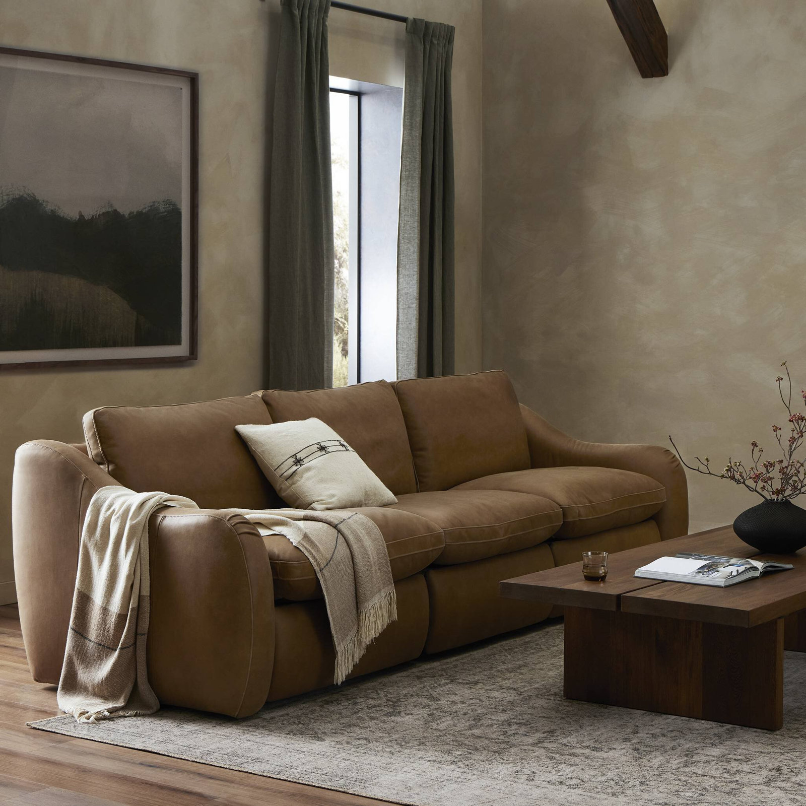 Tallulah 116" Genuine Leather Reclining Sofa