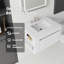Meuble-lavabo flottant 30 po avec lavabo, porte à fermeture en douceur, comptoir et dosseret en marbre de culture blanc de 0,6 po Carrara, contreplaqué, blanc-116118432-116118445