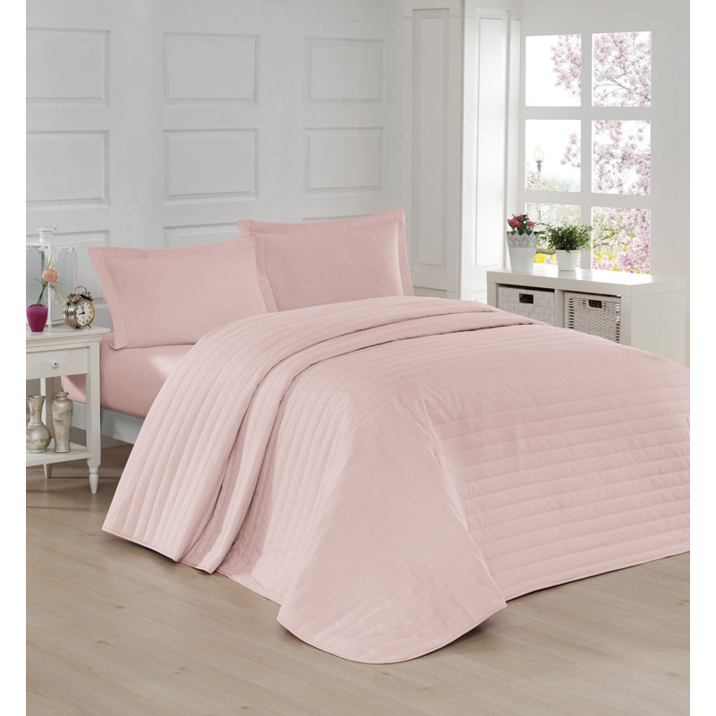 Ensemble de couvre-lit Haledon, Rose