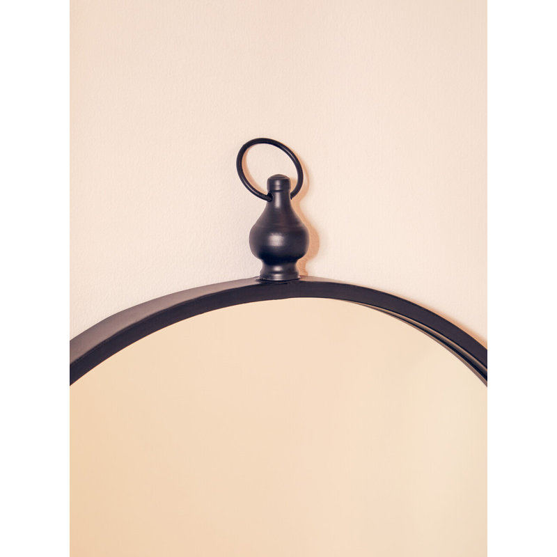 Alfons Metal Round Mirror, 64 x 55 cm, Black