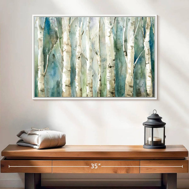Birch River Walk, Cadre flottant blanc, 25 po x 17 po