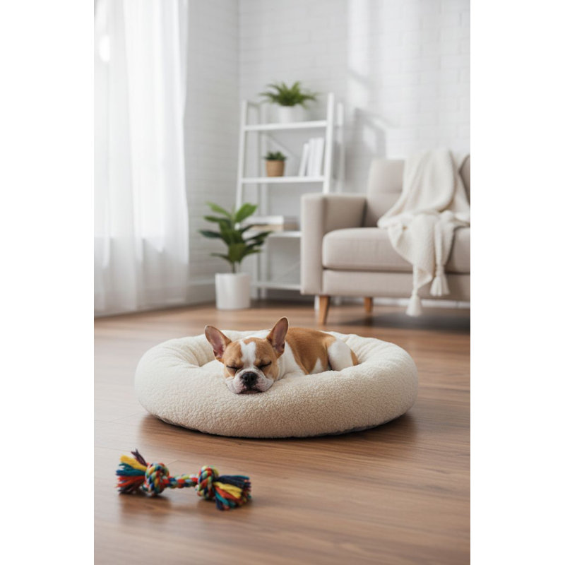 Lit pour animal de compagnie, Taille moyenne: L 29,53 po x l 29,53 po, Crème