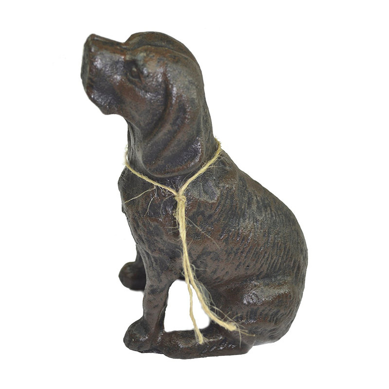 Bouchon de porte de chien antique en fonte noire (4 lb) - Statue de chien décorative et sculpture pour arrêt de porte