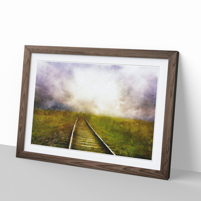 Train Tracks Vol.1 - Picture Frame Graphic Art, Walnut, 48cm H x 65cm W x 2cm D