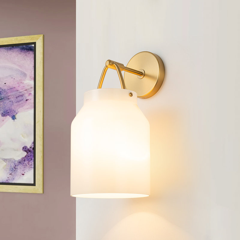 1-light Dimmable Armed Wall Sconce, White
