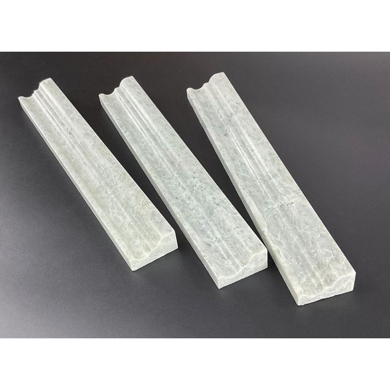 12" L x 1.8" W Marble Chair Rail Tile Trim, Ming Green
