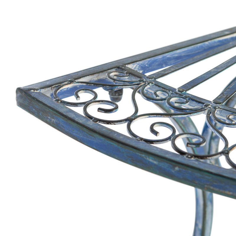 Newton St Loe Iron Top End Table, Antique Blue