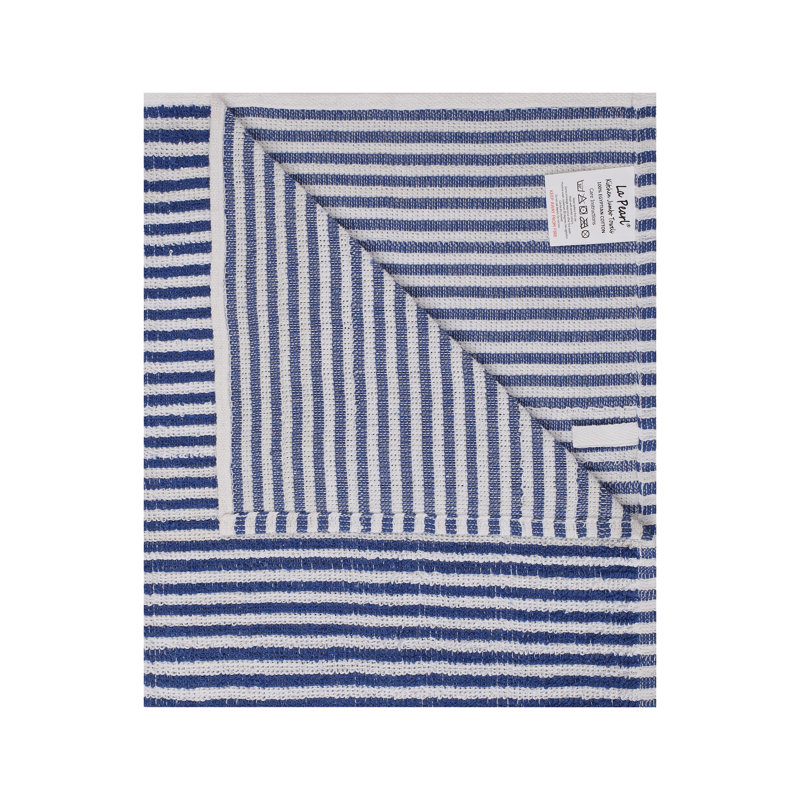 Cotton Stripe Jacquard Tea Towel Kitchen Towel, 8, Teal
