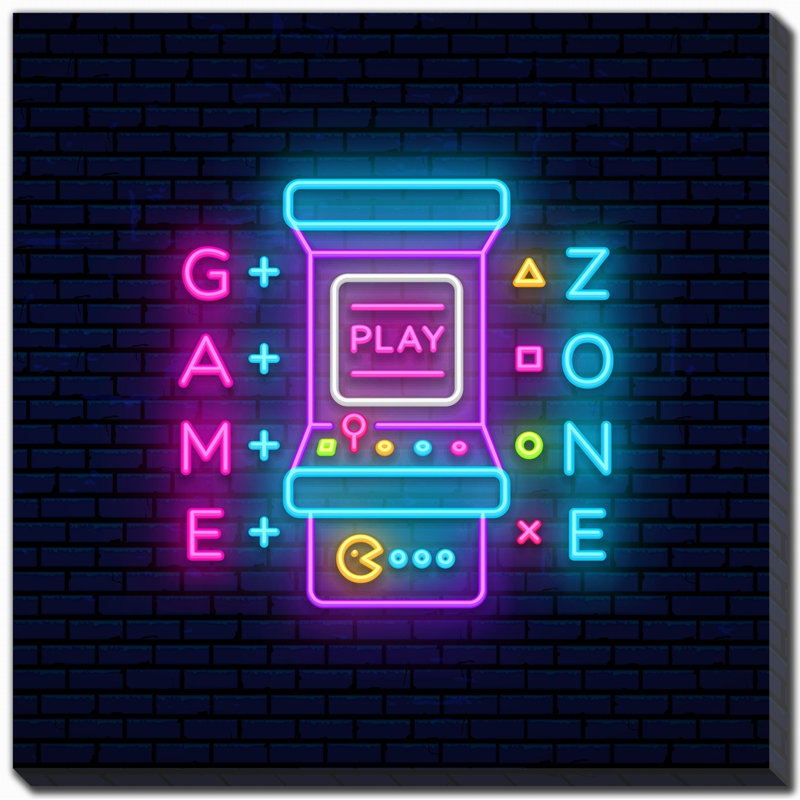 Art mural sur toile Neon Gaming 4, H 38 po x l 38 po