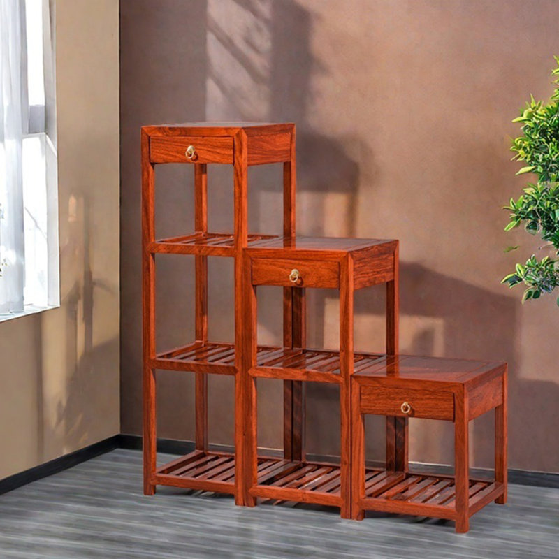 Shelves floor plaid rosewood solid wood bonsai