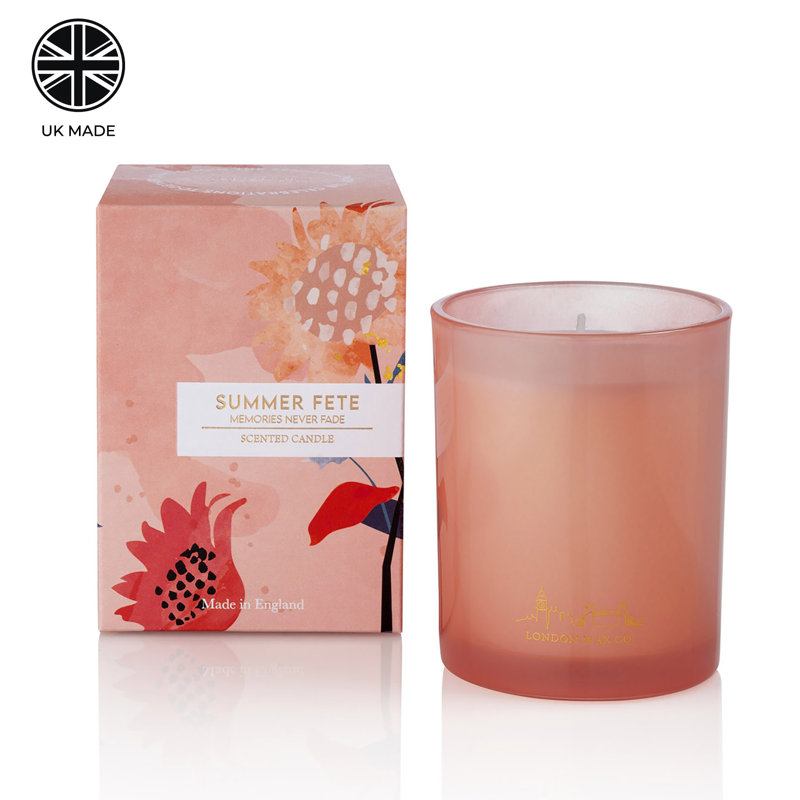Scented Jar Candle with Glass Holder, Light Pink