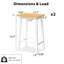 De 2 chaises de bar en bois massif, 25,6 po de hauteur, blanc, repose-pieds de style pour tabourets supplémentaires, 2, blanc avec repose-pieds, Rustic Home-292104942