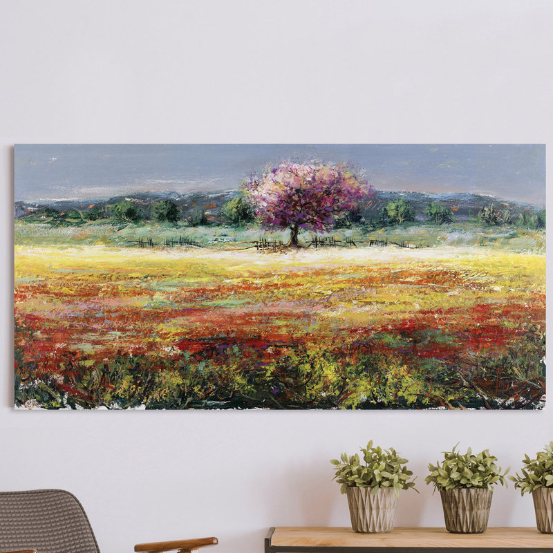 Solitary Tree by Luigi Florio - Wrapped Canvas Painting, 35cm H x 70cm W x 4cm D