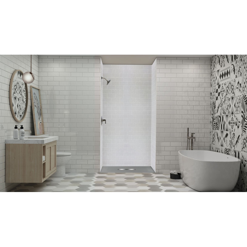 Base de douche avec seuil central 60 po x 48 po Transolor Trimslate, Gris foncé