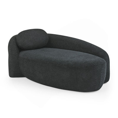 Modern Oval Single Lazy Sofa Chair with Integrated Backrest, Side Armrest and Pillow, Compact Space-Saving Lounge Chair for Living Room Bedroom