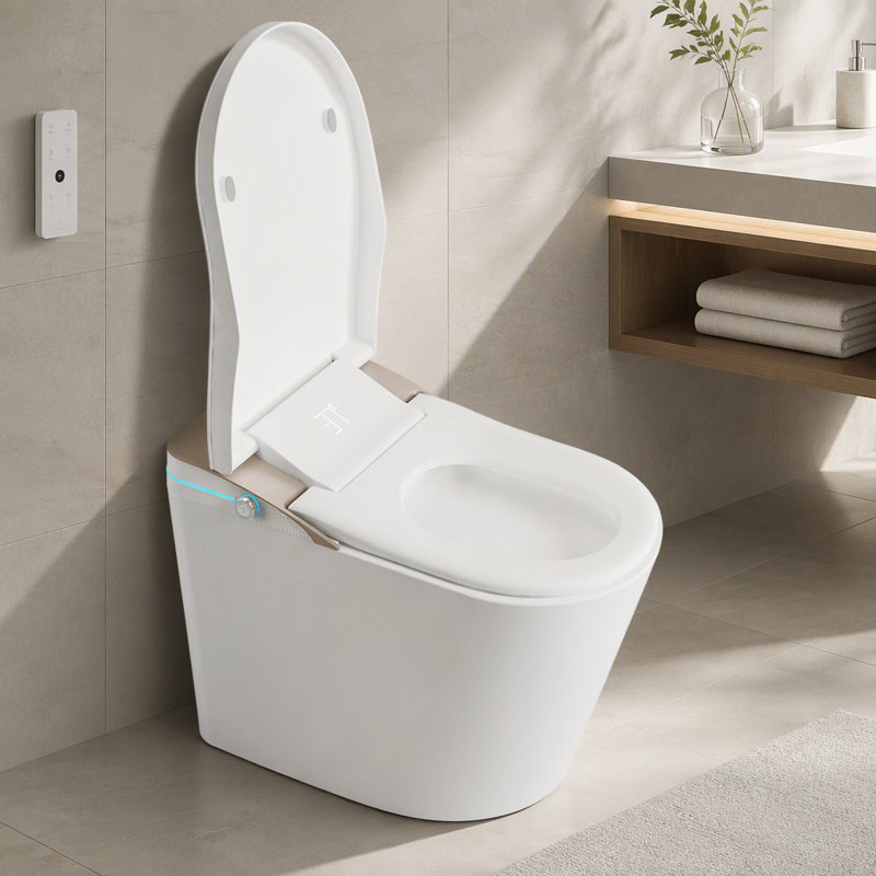 Toilette intelligente avec ouverture automatique du couvercle et rinçage du capteur de pied