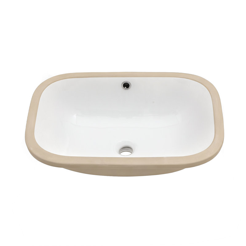 22" X 15" X 8.3" White Ceramic Undermount Bathroom Sink With Overflow