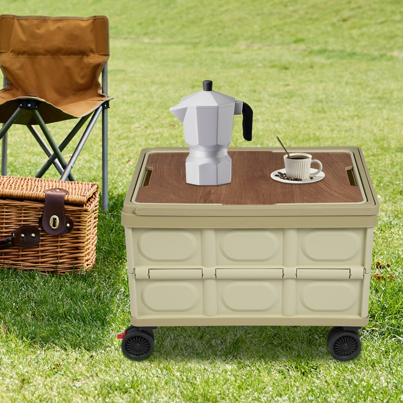 55L Large Capacity Foldable Rolling Cart, Green