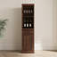 Armoire à vin modulaire de couleur brun noyer avec tablettes de rangement et huche pour salle à manger