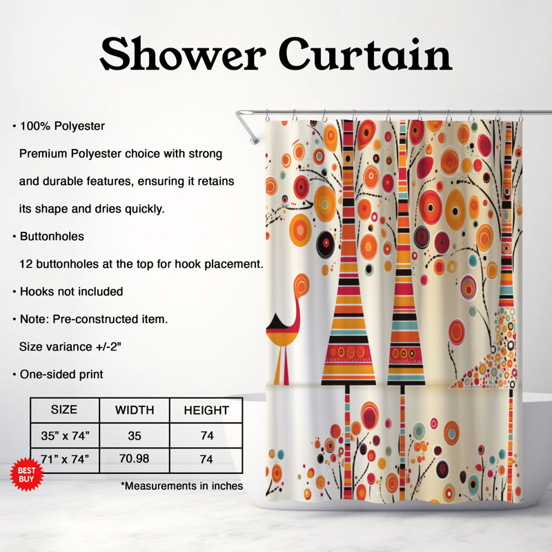 Cyanne Abstract Shower Curtain, 74"H x 71"W