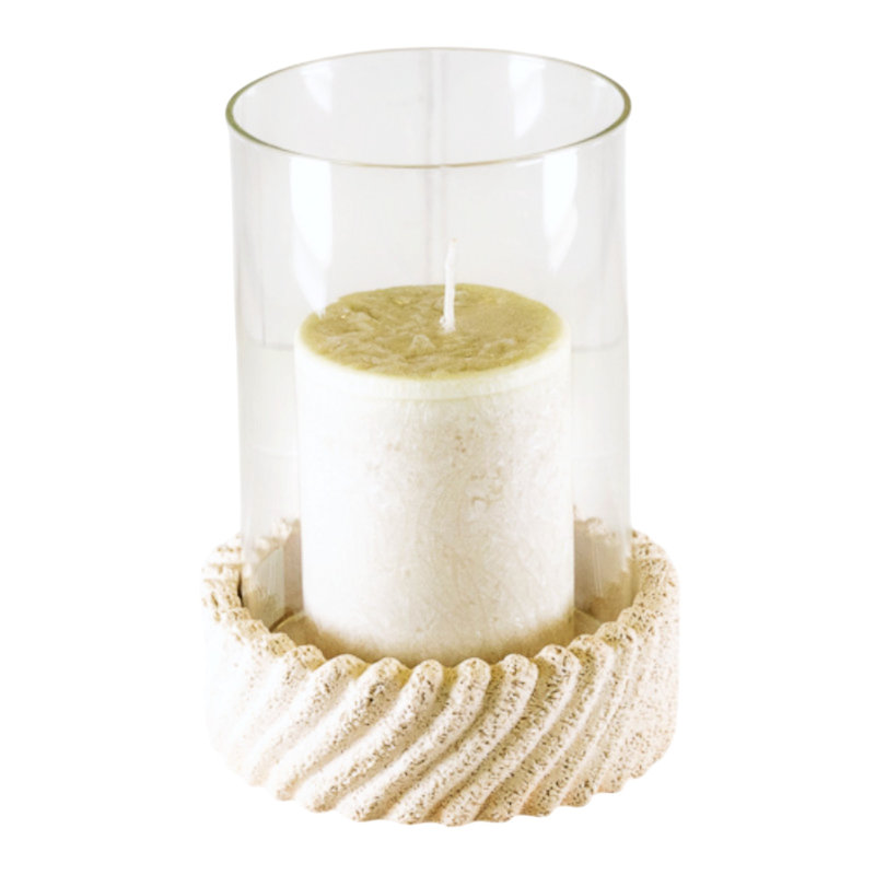 Tall Sandy Textured Hurricane Glass Candle Holder