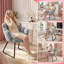 Chaise de coiffeuse Petal Teddy - Fauteuil de maquillage avec pieds robustes en métal-129424264