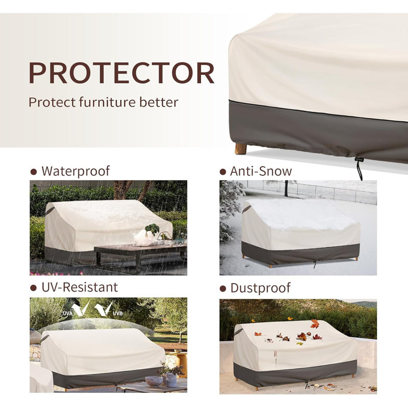 Waterproof Outdoor Black 3-Seater Sofa Cover with Ventilation