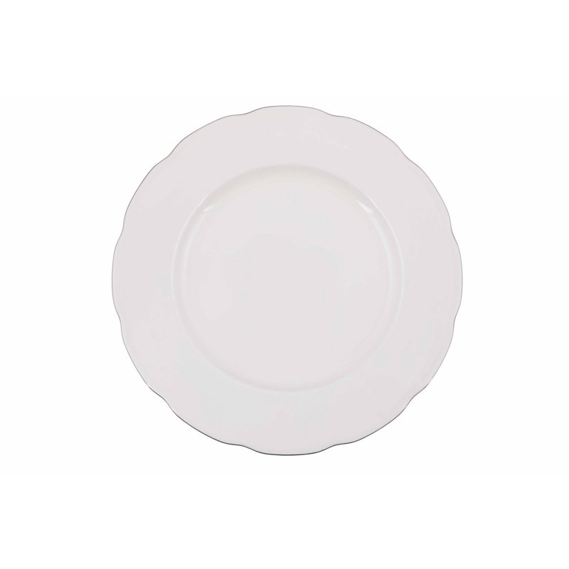 Coughlin Piece Porcelain China Dinnerware Set, White/Silver