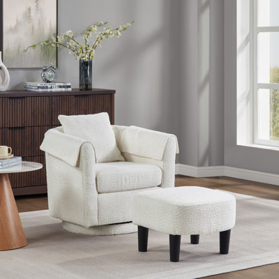 Chenille Swivel Accent Chair with Ottoman