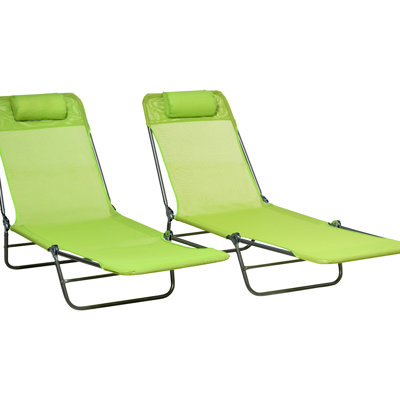 Poolside Sun Chairs, 2 Piece, 6 Reclining Back, Breathable Mesh Seat For Outdoor Piece Foldable Beach Lounge Seat, Poolside, Yard, Patio,