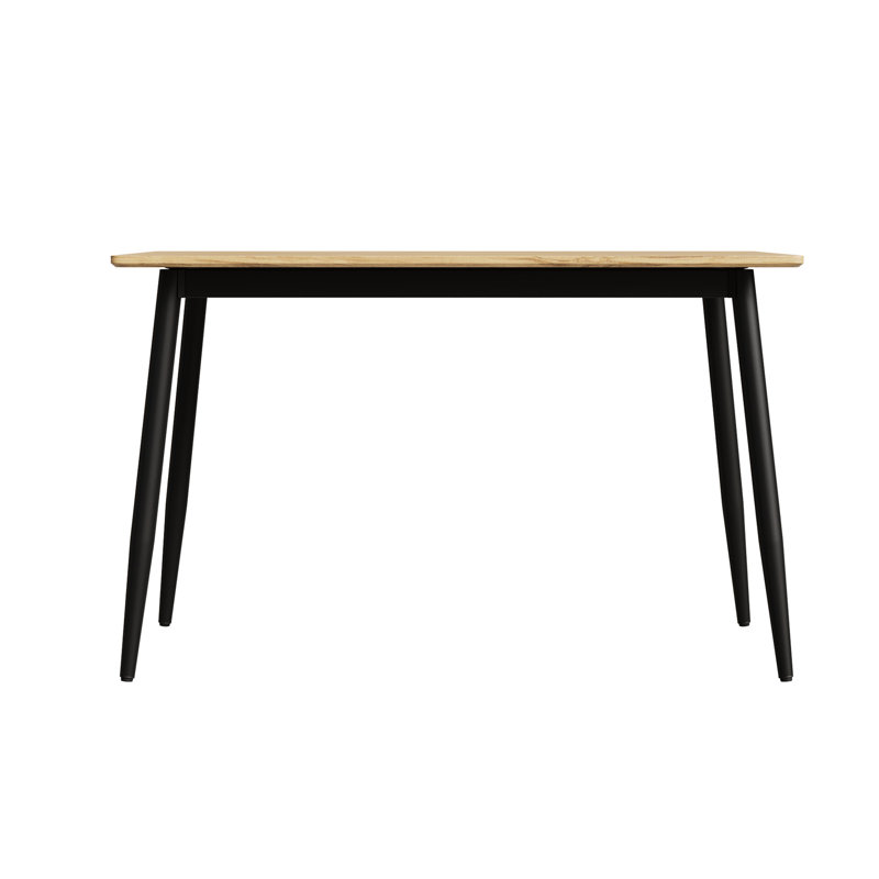 Modern Minimalist Wood Grain Tabletop Dining Table, Stylish Dining Table, Kitchen Dining Table, Sturdy And Durable, Easy To Assemble, Black Metal Leg Design, Suitable For 4-6 People, Suitable For Home