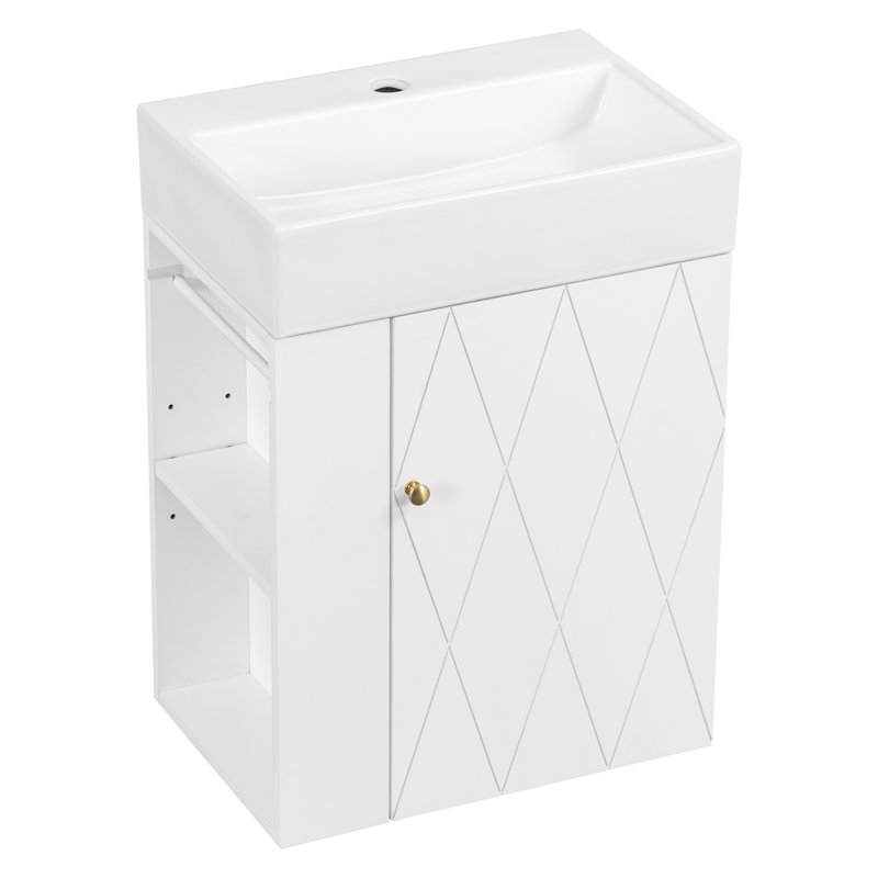 Meuble-lavabo 20 po avec lavabo en céramique, Blanc