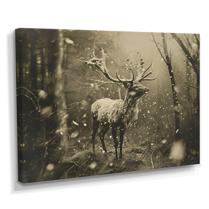 Chevreuil sauvage dans la forêt d'hiver, Toile tendue, H 30 po x l 40 po x P 1,5 po