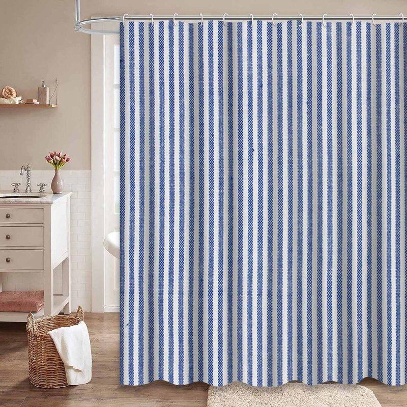 Rideau de douche en tissu bleu à 12 crochets avec nappe bleue, L 72 po x l 84 po