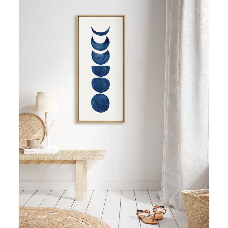 Linear Moon Phases by Teju Reval Framed Canvas Wall Art Print