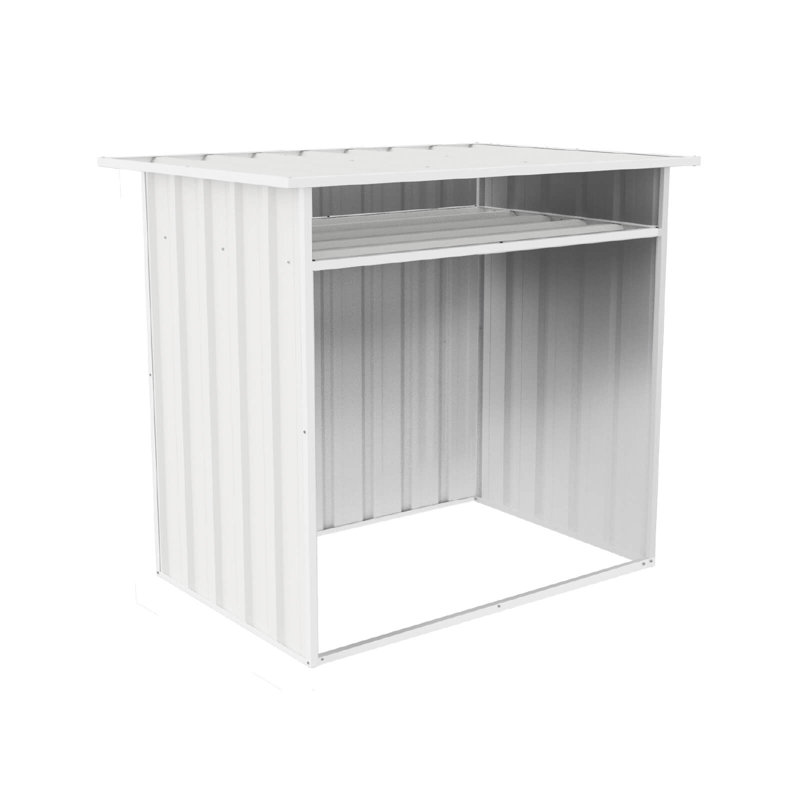 Surfmist White Metal Storage Shed with Shelving