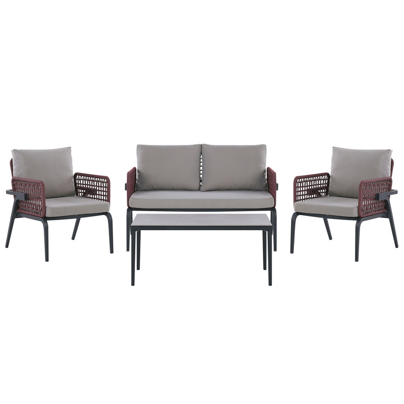 Velazco Metal 4 - Person Seating Group with Cushions