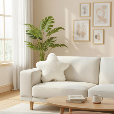 Plush Star-Shaped Throw Pillow, 15-Inch Rabbit Fur-Like Material, Room Decoration, Suitable For Living Room Sofa Bedroom Bed