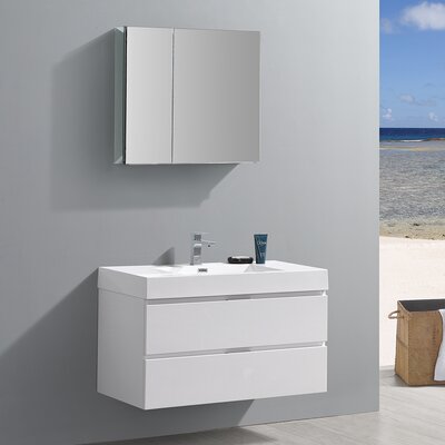 Formosa Fresca 40"" Wall Mounted Single Sink Bathroom Vanity Set with Medicine Cabinet -  FVN8342WH