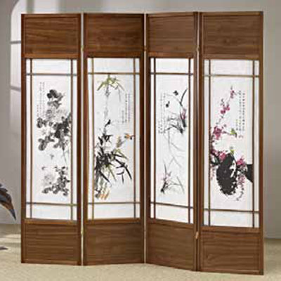 Cloison 4 panneaux en bois massif l 68 po x H 70 po Courtdale