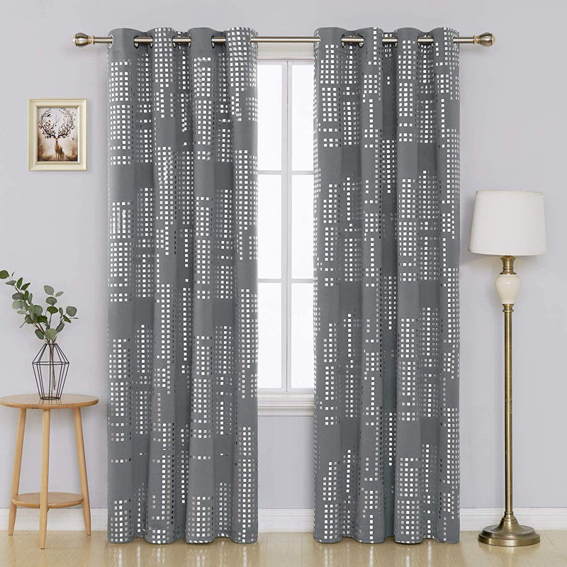 Carmacmoin Room Darkening Curtain Pair, Light Gray, 52" W x 95" L