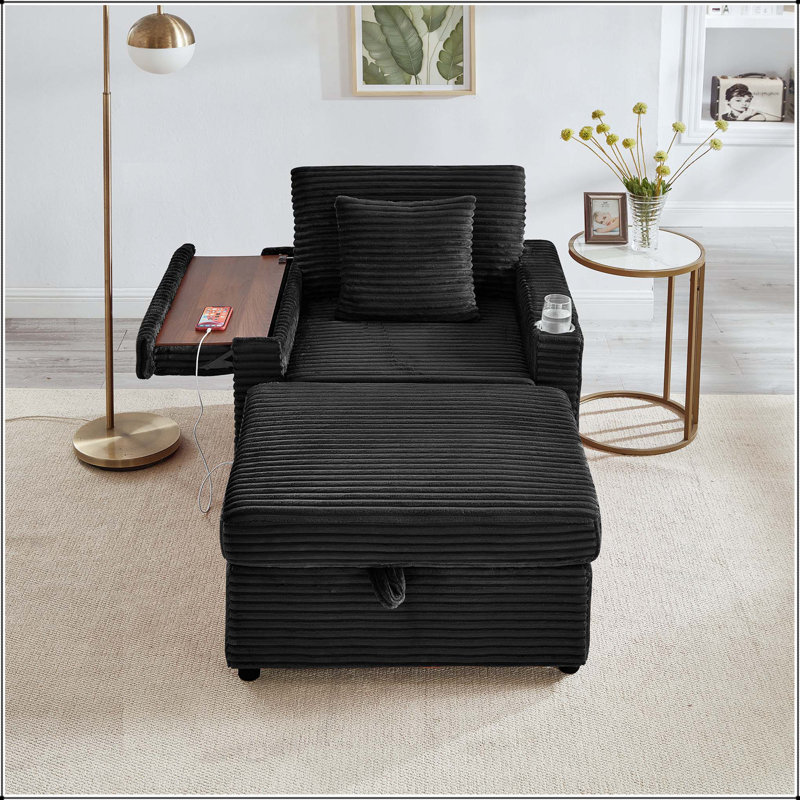 Canapé avec repose-pieds Fluffy, Black