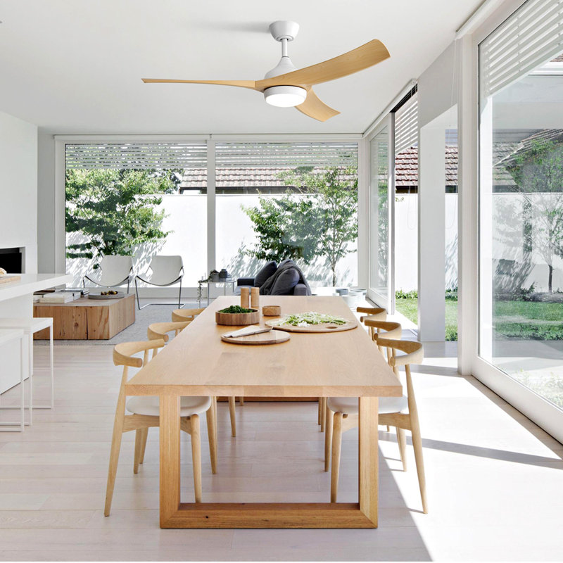 52 Inch Modern Ceiling Fan with 18W LED Light and Remote Control 3 ABS Blades Noiseless Reversible DC Motor