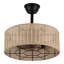 Mika 18 Inch Boho Rattan Caged Ceiling Fan with Lights and Remote, 7-Blade Black Bladeless Ceiling Fan Fandelier Ceiling Fans